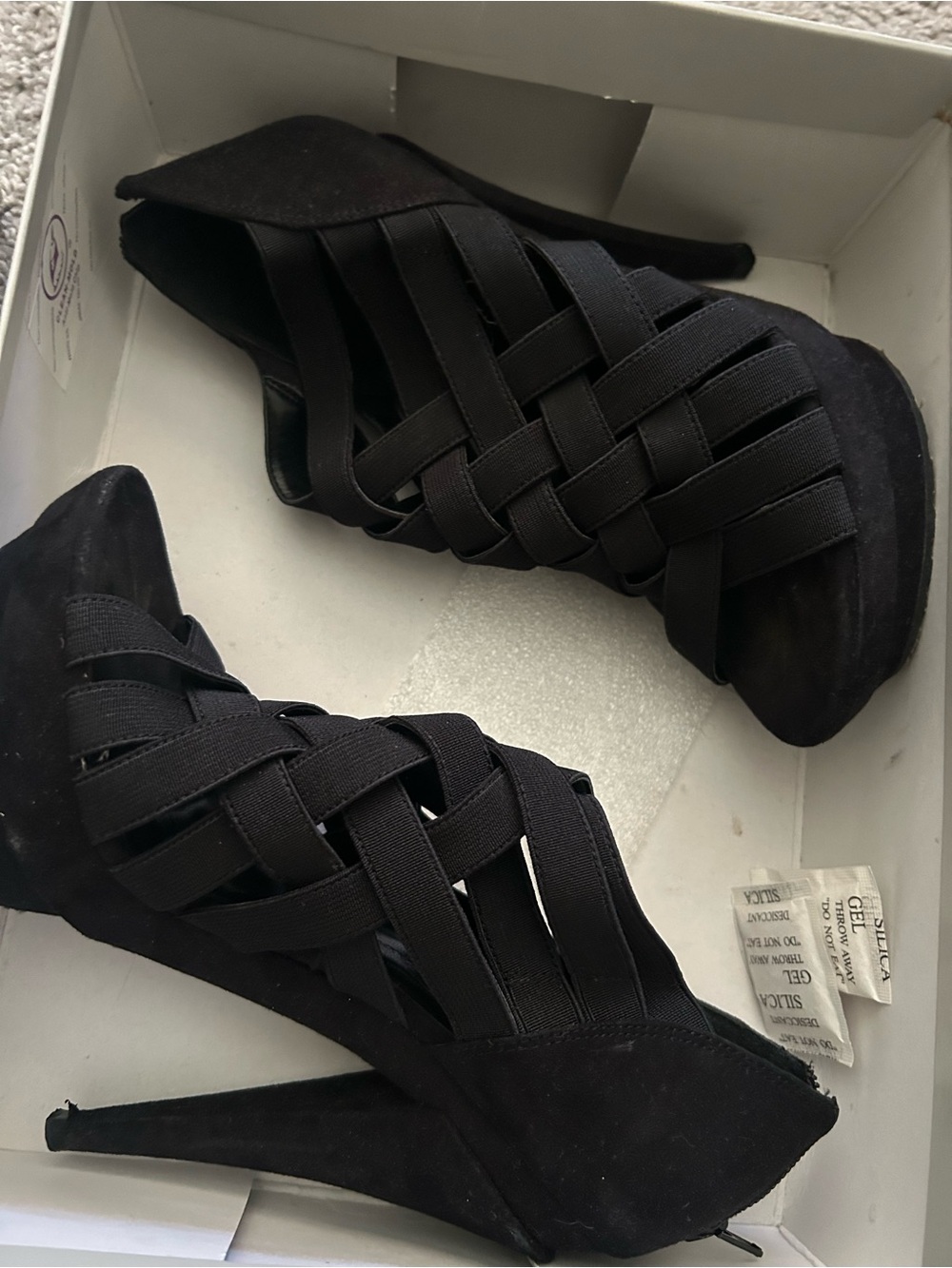 Jessica Simpson Black Woven Strappy Stiletto Heels